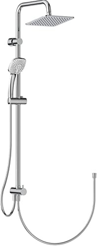 Ideal Standard A5862AA Idealrain Cube Duschsystem für Aufputz-Armatur mit 3-Funktions-Handbrause 10x10 cm und Regenbrause 20x20 cm – Brauseschlauch 175 cm – in Chrom