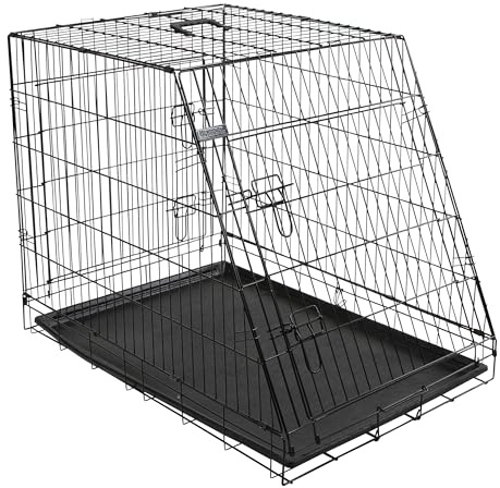 Kerbl Pet Gittertransportbox, Hundebox, schwarz, 75x52x61cm, zusammenklappbar, Metall, Hunde, mit Zwei Türen, für Reisen oder Zuhause