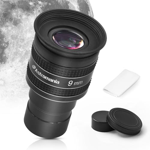 Astromania Teleskopokular 9 mm, Weitwinkel, 58 Grad Scheinfeld-Planetenokular für 3,2 cm Astronomie-Teleskop & Filter, vollständig mehrfach beschichtetes Teleskopzubehör für Planetenbeobachtung