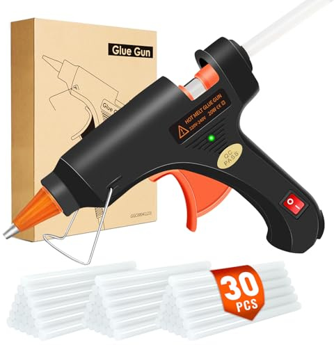 Feuerfest Heißklebepistole mit 30 pcs Klebestick 7mm*130mm Heißklebesticks, Klebepistole für DIY Kleine Handwerk und schnelle Reparaturen in Haus & Büro, Crenova 20W Klein Klebepistolen