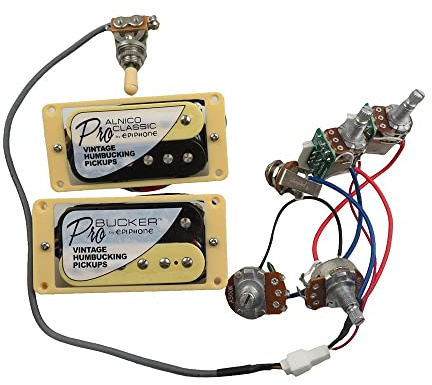 Tonabnehmer für E-Gitarre, Alnico Classic Vintage und Pro Bucker Humbucker Tonabnehmer, elektrische Gitarre mit Pro-Verkabelungsset, elektrischer Gitarrentonabnehmer (Zebra YE)