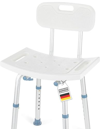 Floordirekt Duschhocker - Jonah - Höhenverstellbarer Badhocker mit Rückenlehne bis 150 kg
