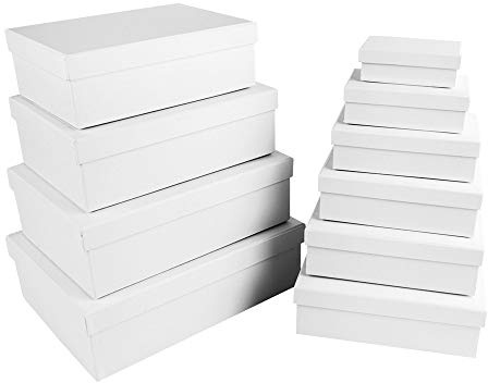 Ideen mit Herz Geschenkboxen mit Deckel | Pappboxen | 10er Set | 10 verschiedene Größen ineinander, groß bis klein | aus stabilem Karton | ideal für Geburtstag & Hochzeit | rechteckig | 8,5 bis 24 cm