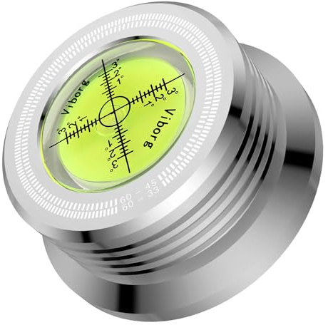 Tertullus Plattenspieler Disc Record Gewicht, 60Hz Schallplatten Plattenstabilizer Auflagegewicht, Plattenklemme LP Disc Stabilizer Drehscheibe mit Wasserwaage für LP-Vinyl Plattenspieler(Silber)