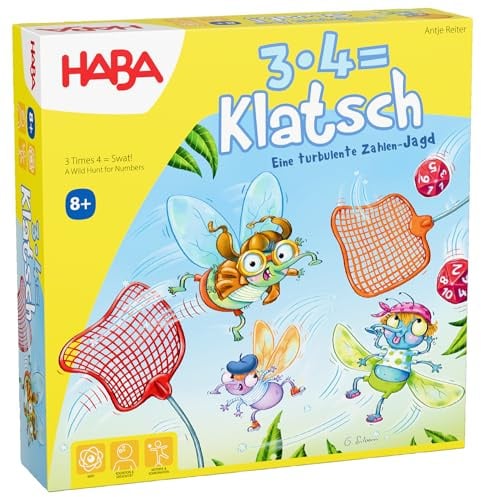 Haba 3x4=Klatsch Lernspiel ab 8 Jahre, 2-6 Spieler, Rechnen lernen, Multiplikation, Konzentration