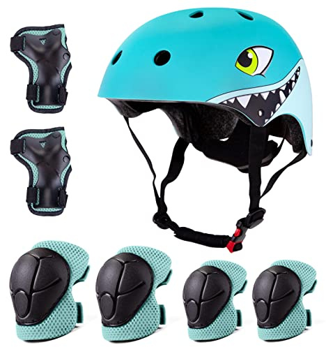 XIAPIA Kinderhelm 2-8 Jahre Verstellbar Leicht Fahrradhelm Kinder Skaterhelm mit Knieschoner, Ellbogenschützern, Handgelenkschützern für Laufrad,Schützer Sport Schutzausrüstung für Jungen Mädchen…