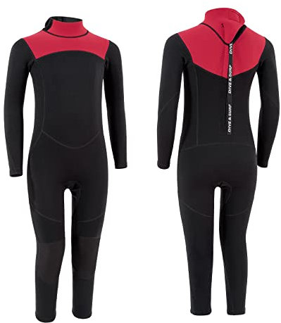 YDQUANI Kinder Neoprenanzug, 2 mm, Rot, Unisex, Surfen, Schwimmen, Tauchen, Schnorcheln, Kajakfahren