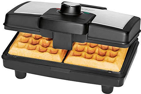 Clatronic Waffeleisen mit 2 großen Backflächen | Antihaftbeschichtung | Waffeleisen belgische Waffel | stufenlos regelbarer Bräunungsgrad | Belgisches Waffeleisen | Waffle Maker | WA 3606