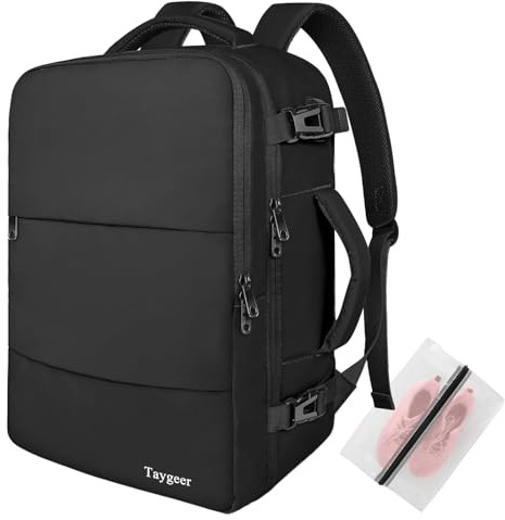 Taygeer Ryanair Handgepäck 40x30x20, Rucksack Handgepäck Flugzeug 24L Leicht, Rucksack 40x30x20 mit 15.6 Zoll Laptopfach, Klein Reiserucksack für Weekender, Kurze Tirp, Schwarz