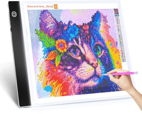 Leuchttisch A4 für Diamond Painting Zubehör: Diamant Painting Light Pad | Einstellbare Helligkeit Diamant Painting Erwachsene, Kinder Leuchtkasten Copy Board für Skizzieren Animation Malen Zeichnen
