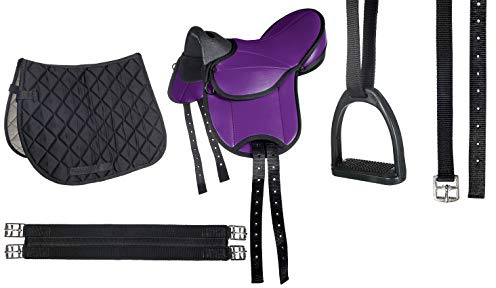 HKM 9346 Shettysattel-Set Beginner, Shetty Sattel inkl Schabracke Steigbügel Violett