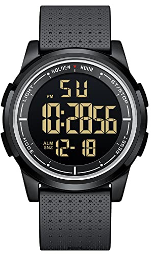 GOLDEN HOUR Ultradünne Minimalistische Sportuhr wasserdichte Digitaluhren Herren mit Weitwinkel-Helles Display Gummiband Armbanduhr für Herren Damen