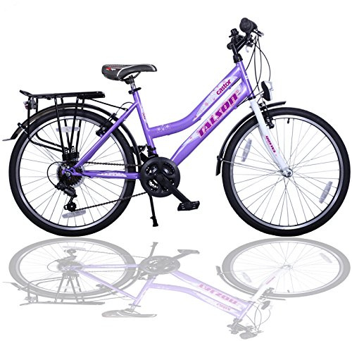 Talson 24 Zoll Kinderfahrrad 21-Gang Shimano Drehgriffschaltung Lila-Weiss mit Beleuchtung nach STVO