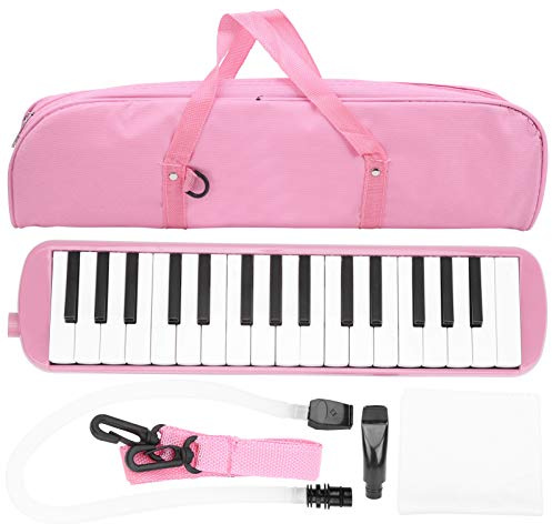 IRIN Melodica, 32 Tasten IRIN Melodica mit Tasche 32 Tasten Blasmusikinstrument Geeignet für Anfänger-Übungstasche (Rosa)