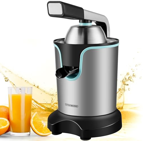 Saftpresse elektrisch Zitruspresse 800 Watt Longlife-Motor Edelstahl Elektrische Entsafter Auto-Start-Stop Zitronenpresse Spülmaschinengeeignet Fruchtpresse Citrus-Entsafter Orangenpresse