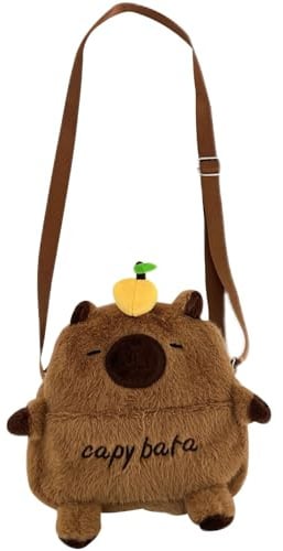 FOSDICK Capybara Plush Handtasche Mädchen Umhängetasche Mädchen Crossbody Bag Kinder Schultertasche Verstellbare Kinder Umhängetaschen Niedlich Kindertasche Capybara Shoulder Bag Klein Cross Body bag
