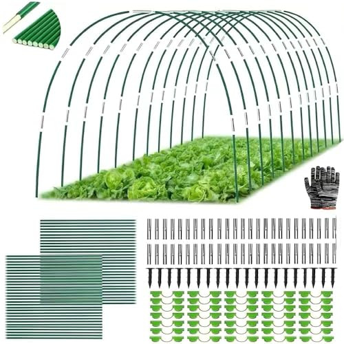 70 PCS Pflanztunnel Bögen, Bögen für Hochbeet, Abnehmbar Folientunnel für Hochbeet, Tunnelbögen Hochbeet, Gewächshaus Bogen 6mm mit Kunststoff umwickelt, Gewächshaus Reifen, Gartentunnel Bögen