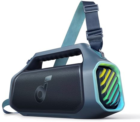 soundcore by Anker Boom 2 Plus, Outdoor Lautsprecher, 140W, 2+2 Stereoklang | 80W Stereo Sound, Individueller EQ & BassUp, Bluetooth, Integrierte Powerbank, Wasserdicht, Strand, Garten, für Camping
