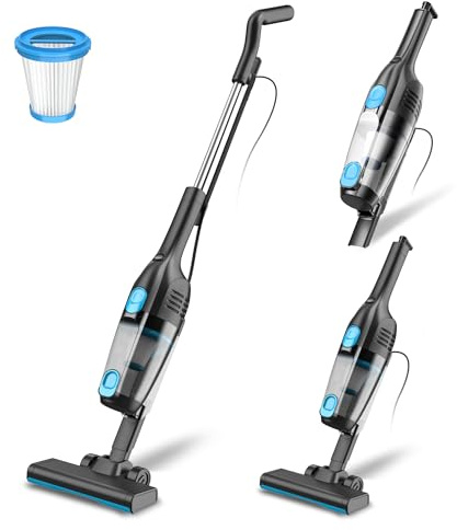 Staubsauger, Stielstaubsauger mit Kabel Handstaubsauger 20Kpa 600W, 3 in 1 Staubsauger Beutellos mit 5m Kabel, Staubsauger ohne Beutel Vacuum Cleaner Anti-Tangle für Tierhaare Teppich Harter Böden