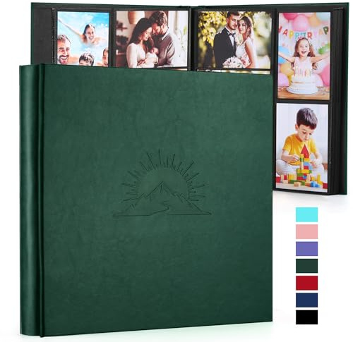 DazSpirit Fotoalbum 10x15 600 Fotos, Einsteckalbum mit Lederhülle & eleganter Prägung, Großes klassisches Fotobuch zum Einkleben für Hochzeit, Jubiläum, Baby und Familie