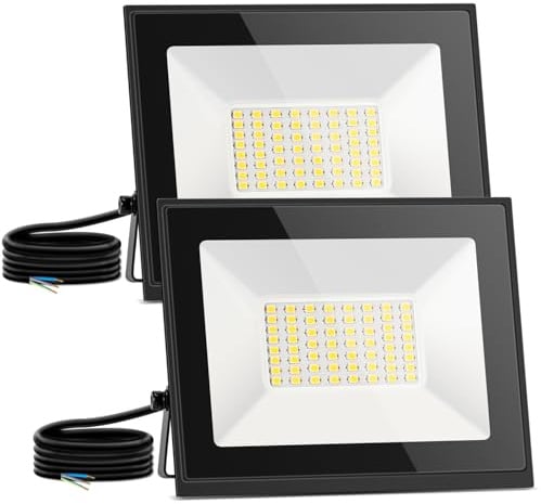 Aigostar LED Strahler außen 30W，2 Stück， Naturweiß 4000K 2700 Lumen Scheinwerfer IP65 Wasserdicht Außenstrahler für Hell Garten Garage Sportplatz Hof Fluter