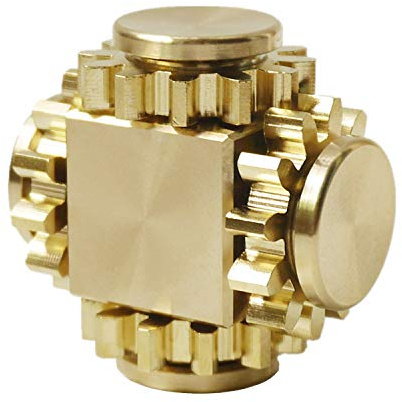 DMaos Fidget Cube Spinner, Gestänge 4 Gänge Fidgety Spin Fingerspiele, Metallmessing mit superglatten Lagern, langlebige Mechanik abnehmbar, kleines Fidget Spielzeug für Erwachsene – Gold