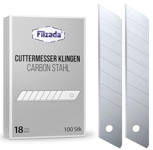 Filzada ® 100x Cuttermesser Klinge 18mm - Abbrechklinge/Messerklinge Carbonstahl
