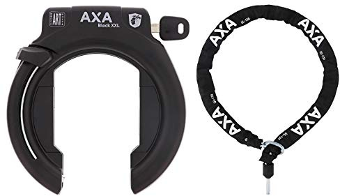 .AXA Block XXL Fahrrad Ringschloss Rahmenschloss Schwarz + ULC 130 Einsteckkette