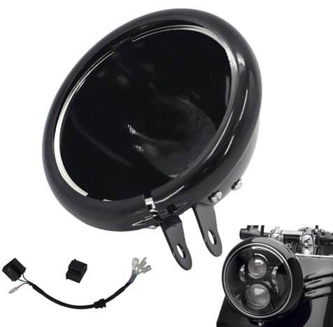 ANEELV 5,75 Zoll LED-Motorrad-Scheinwerfergehäuse mit schwarzem Kabel Kompatibel mit den meisten Harley Softail Sportster XL1200 XL883 Dyna Customs Choppers