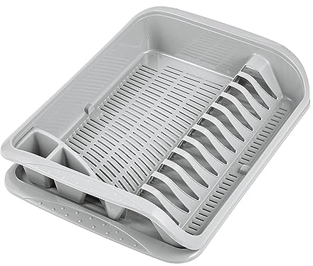 keeeper Geschirrabtropfkorb mit Tablett, Kunststoff, 39,5 x 29,5 x 8 cm, Pierre, Nordic Grey
