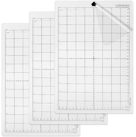 VOHESEA Schneidematte für Silhouette Portrait, 3 Stück Standardgrip Selbstheilende Schneidematte, Rutschfester Cutting Mat mit Messraster für Handwerk, Nähen, Scrapbooking 22.3X33.5cm
