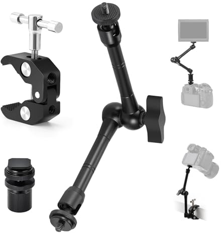 TARION Magic Arm Kamera Halterung: Klemmstativ Mit Super Klammer, Flexibel Gelenkarmstativ Tischstativ Halterung Studioklemme Mit 1/4'' 3/8'' Gewinde und Blitzschuhhalterung