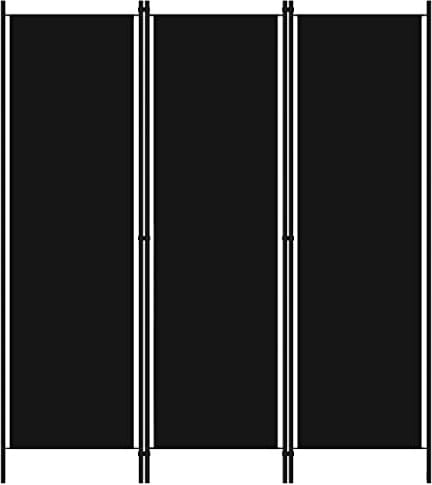 vidaXL Raumteiler Klappbar Freistehend Trennwand Paravent Umkleide Sichtschutz Spanische Wand Raumtrenner 3-TLG. Schwarz 150x180cm Eisen Stoff