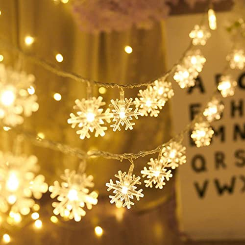 Schneeflocke Lichterketten, 6M 40Pcs LED Batteriebetriebene , Shining Decoration Lightning für Valentinstag Weihnachten Hochzeit Geburtstag Party Schlafzimmer Indoor&Outdoor (Warm White)