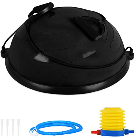 MSPORTS Balance Ball Trainer Premium | Gymnastikball + Expander & Pumpe - beidseitig nutzbar | Balance Trainer/Board für Gleichgewichtsübungen