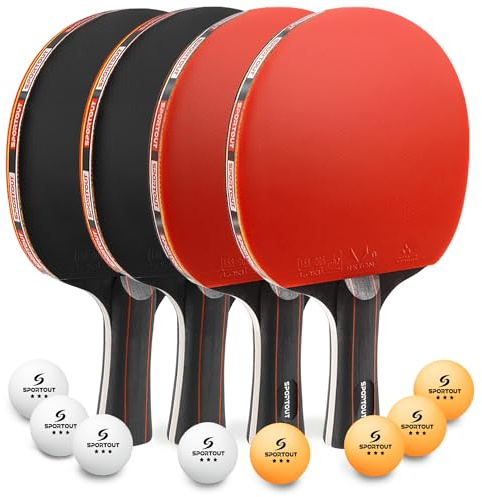 Tischtennisschläger,Hochleistungs-Tischtennis Set | Premium Tischtennisschlaeger, 3-Sterne-Tischtennisbälle, Kompakte Aufbewahrungstasche