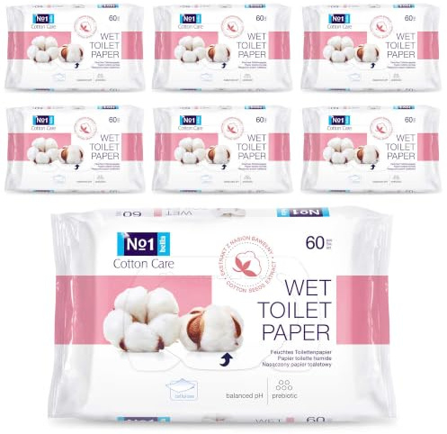 bella No.1 feuchtes Toilettenpapier 420 Stück (7 x 60 Stück) Feuchttücher Toilette (Cotton Care)