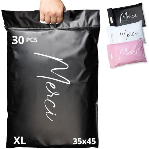 EMBALLAX - 30 Versandtaschen Warensendung - XL 45x35cm - UNDURCHSICHTIG/WIDERSTANDSFÄHIG/WASSERDICHT - Versandtüten für Kleidung - Umschlag für Kartons - Versandbeutel - Versandtasche - Danke