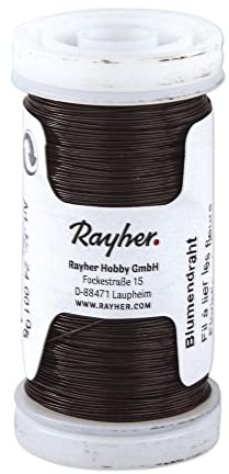 Rayher 2400105 Blumendraht, braun lackiert, 0,35 mm ø, Spule 100 m, Material Eisen, nickelfrei, Basteldraht, Wickeldraht