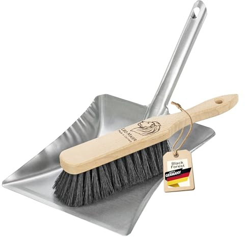 Kehrgarnitur aus Buchenholz mit Metallschaufel und Elastonborsten 2-teilig | Kehrschaufel Metall & Handfeger - Handbesen und Schaufel - Innen, Garten & Industrie