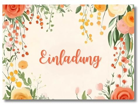 HIDEBLOOM Einladungskarten Blumen I 12 Stück I DIN A6 (10,5 cm x 14,8 cm) I Geburtstag Babyparty Hochzeit Standesamt I Konfirmation Jugendweihe Taufe Kommunion I Einladungen ohne Text auf Rückseite