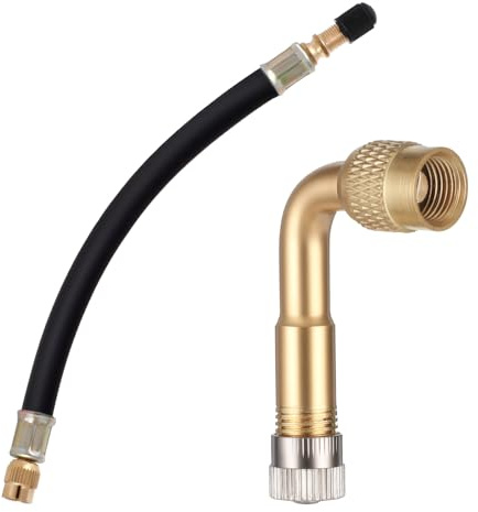 KALIONE Reifenventil Verlängerung, 90 Grad und 215mm Ventilverlängerung, Autoventil Adapter, Flexible Gummi Reifen Ventil Extender, Reifenventil-Adapter für Auto Motorrad, Rennrad Fahrrad Scooter