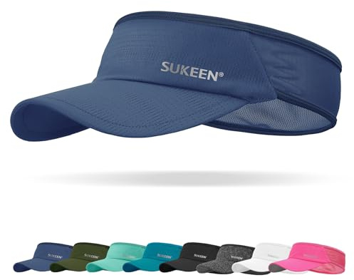 Sukeen Schnelltrocknende Sonnenblende-Mütze, UPF 50+ UV-Sonnenschutz-Sonnenblende für Damen und Herren, Laufmütze, Golfmütze, kühles elastisches Visier, Sport-Schirmmütze für Tennis, Radfahren