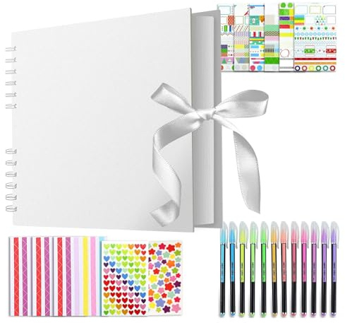 Janety DIY Photo Album Scrapbook 80 Pages Photo Book 28x21cm White | DIY Scrapbook Photo Album for Graduation Gift or Keepsake