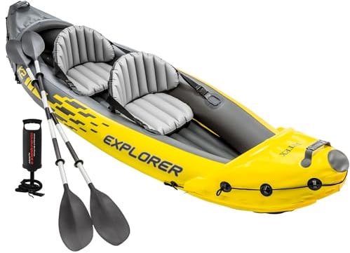 Intex 68307NP - Aufblasbares Kajak Explorer K2, 2 Personen, mit Zubehör, PVC, Gelb, 312x91x51 cm