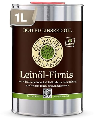 OLI-NATURA Leinöl-Firnis, biologischer Holzschutz, lebensmittelecht-zertifiziert, 1L, farblos - natur