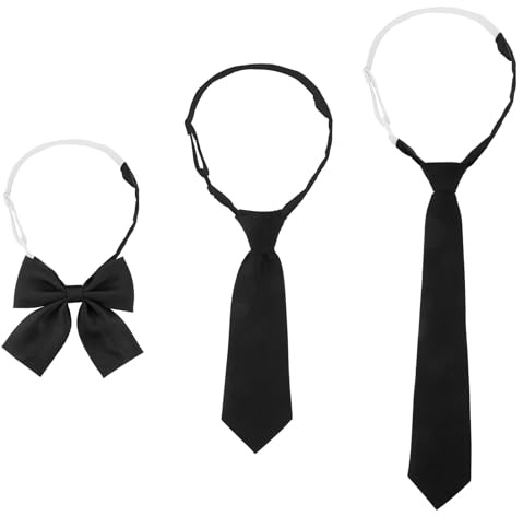 NGUIT JK-Uniform-Krawatte für Damen 3er Set Schwarz Schmale Lange Krawatte mit Verstellbarer Länge für Abschlussfeier Geschäft Hochzeit Cosplay Elegante Damenkrawatte aus Baumwolle Polyester