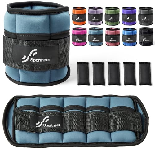 Sportneer Knöchelgewicht, Verstellbares Gewichte-Set am Knöchel, Handgelenkriemen am Handgelenk, 0,45kg-2,3kg (pro Knöchel)/0,9-4,5kg(pro Paar)