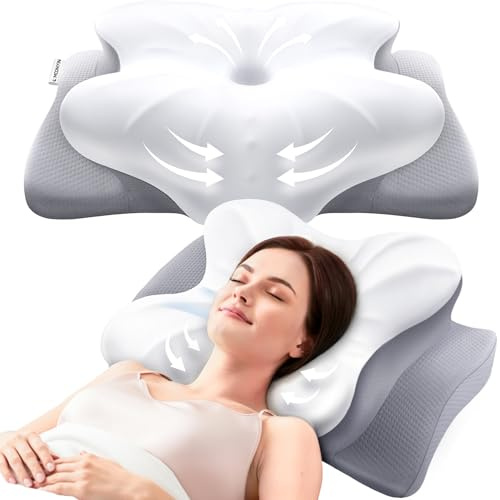 MOONYIN Nackenkissen Kopfkissen, Memory Foam Kissen, Hochwertiges Design | Seitenschläferkissen, Nackenstützkissen, 2 Höhen Kopfkissen (11/ 14 cm) für Seiten, Rücken und Bauchschläfe, kühlender Effekr