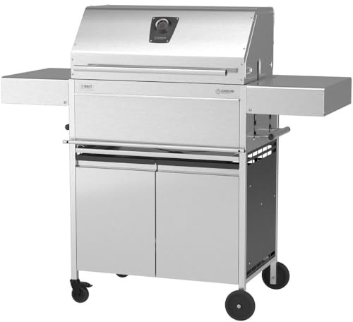 Schickling Holzkohlegrill Walter XL - Deluxe BBQ Grillwagen aus Edelstahl mit doppelwandigem Grilldeckel & Unterschrank - Made in Germany: 5-Fach verstellbar, Grillfläche: 71x45 cm